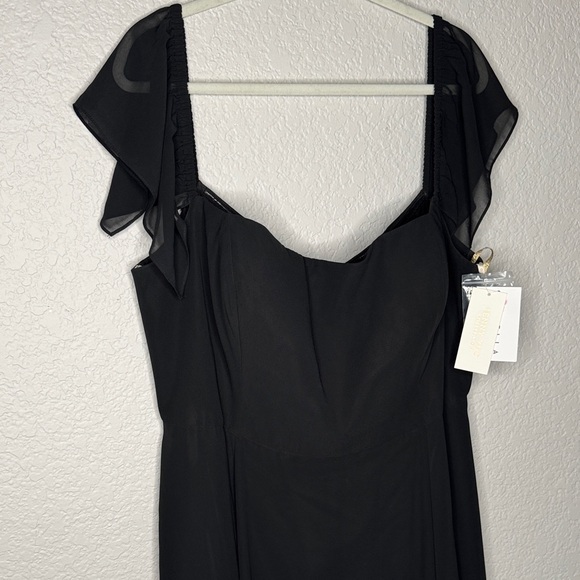 Jenny Yoo Elsie Black Chiffon Dress Size 22 Formal Bridesmaid Wedding Plus Ball - Picture 2 of 12
